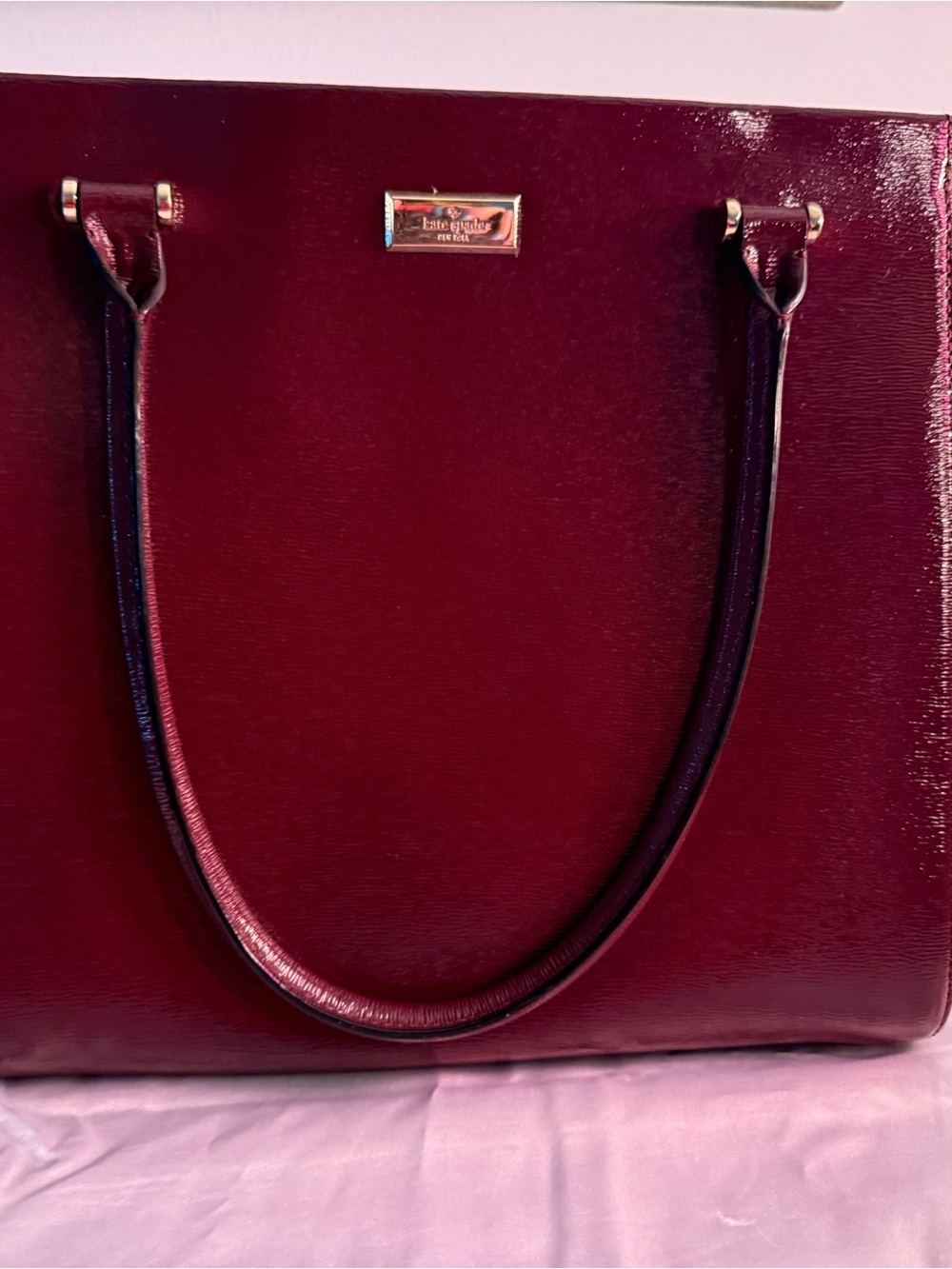 kate spade patent leather tote in deep plum